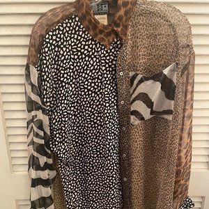 Sheer Animal Patchwork Blouse